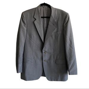 LANVIN Wool Gray Blue Copper PinStripe Button Front Blazer Jacket 44R